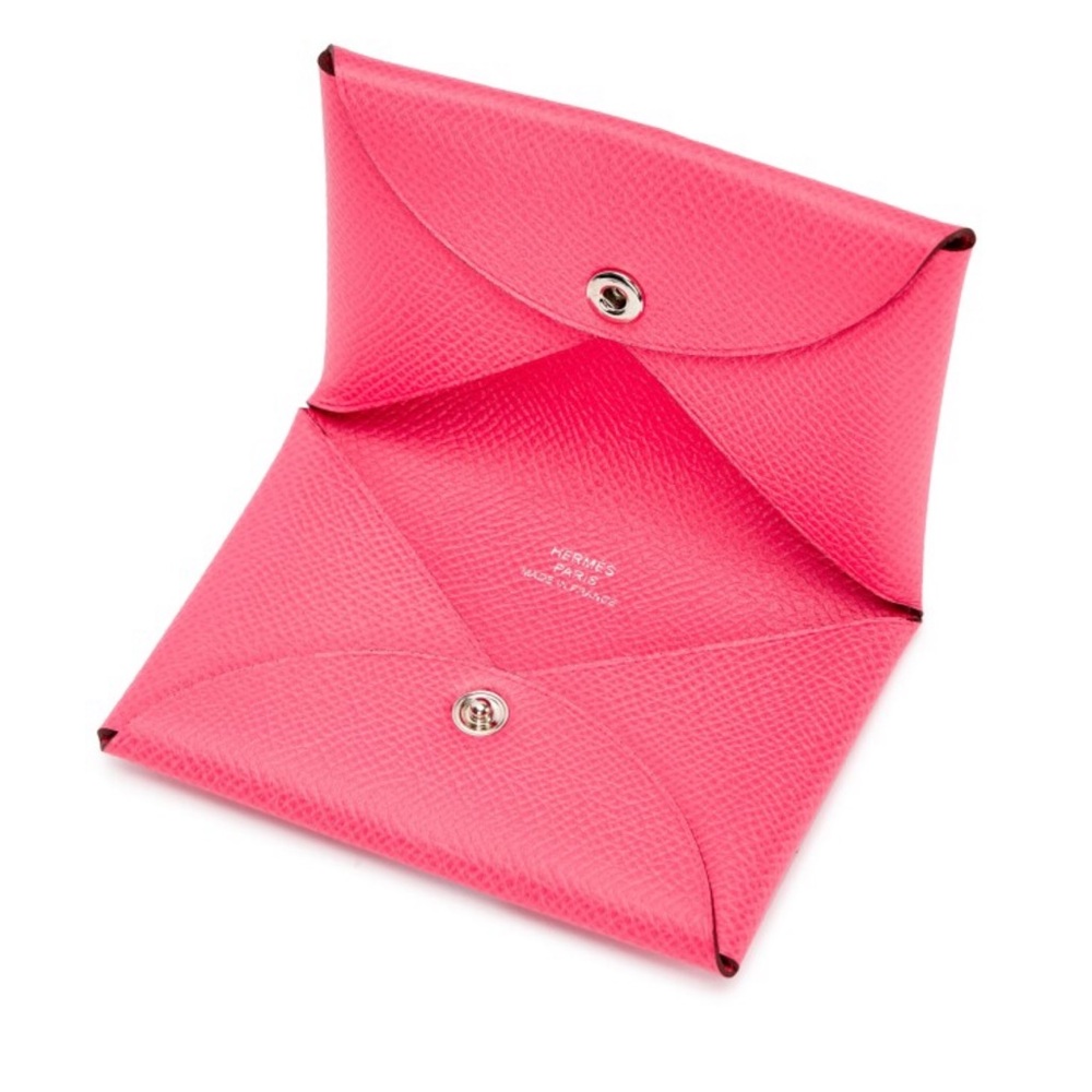 New Hermes Epsom Calvi Duo Card Case Rose Azalee